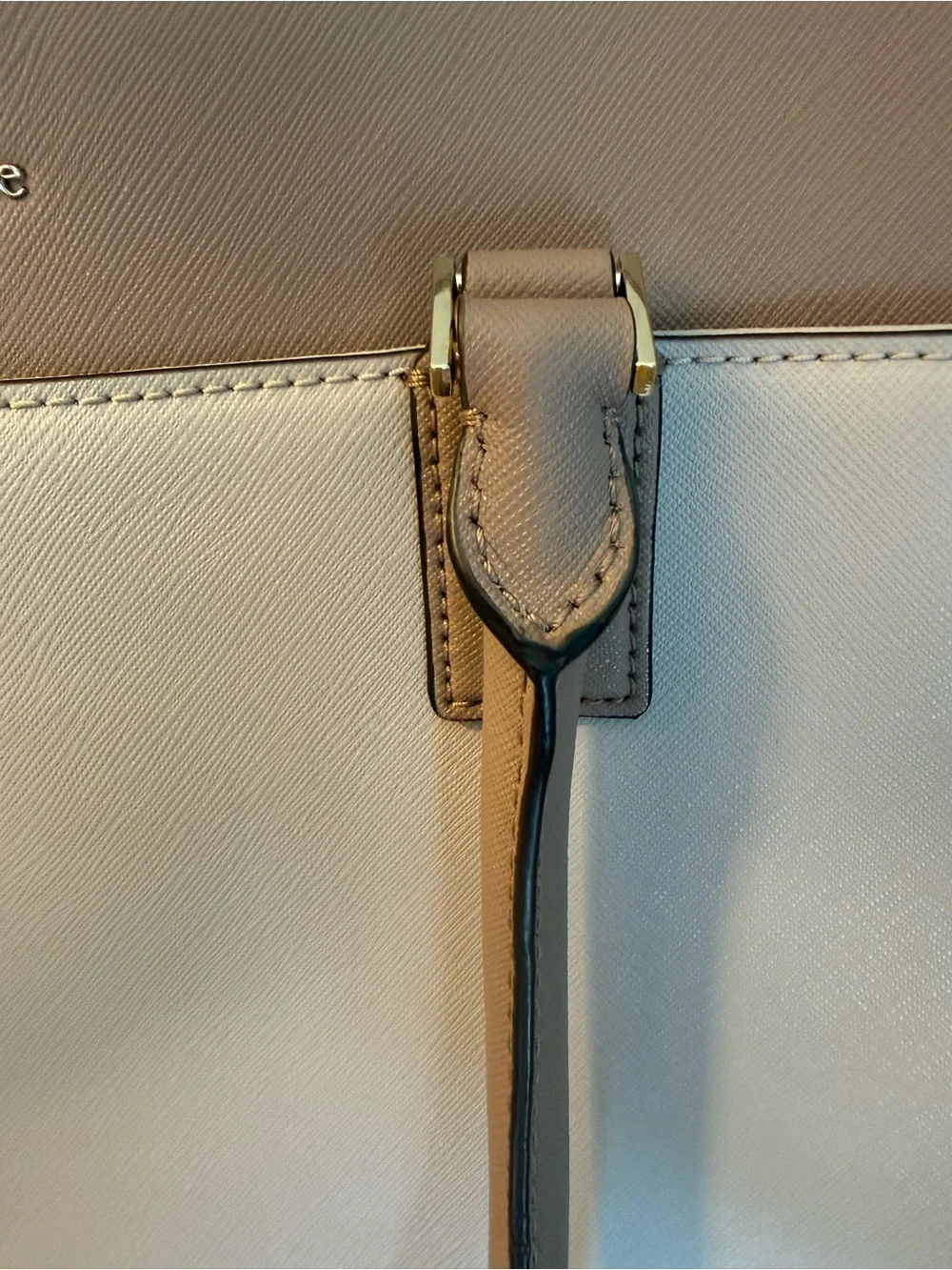 kate spade two-tone pebbled leather tote in blush and taupe